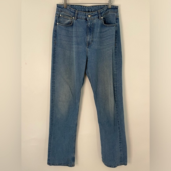 Djerf Avenue 31x35 Straight Jeans Mid Blue Tall 0154 women’s loose high rise - Picture 2 of 11